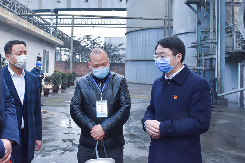 威遠縣委書記于進川赴釩鈦科技調(diào)研脫硫環(huán)保系統(tǒng)運行及疫情防控工作(圖4)